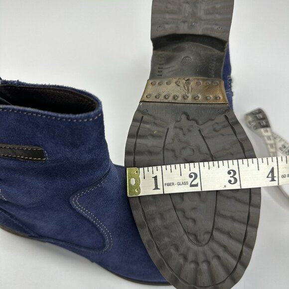 Biza Women's Tahoe Blue Suede Round Toe Ankle Tie Zip Heeled Boots EU 38 - Picture 14 of 17